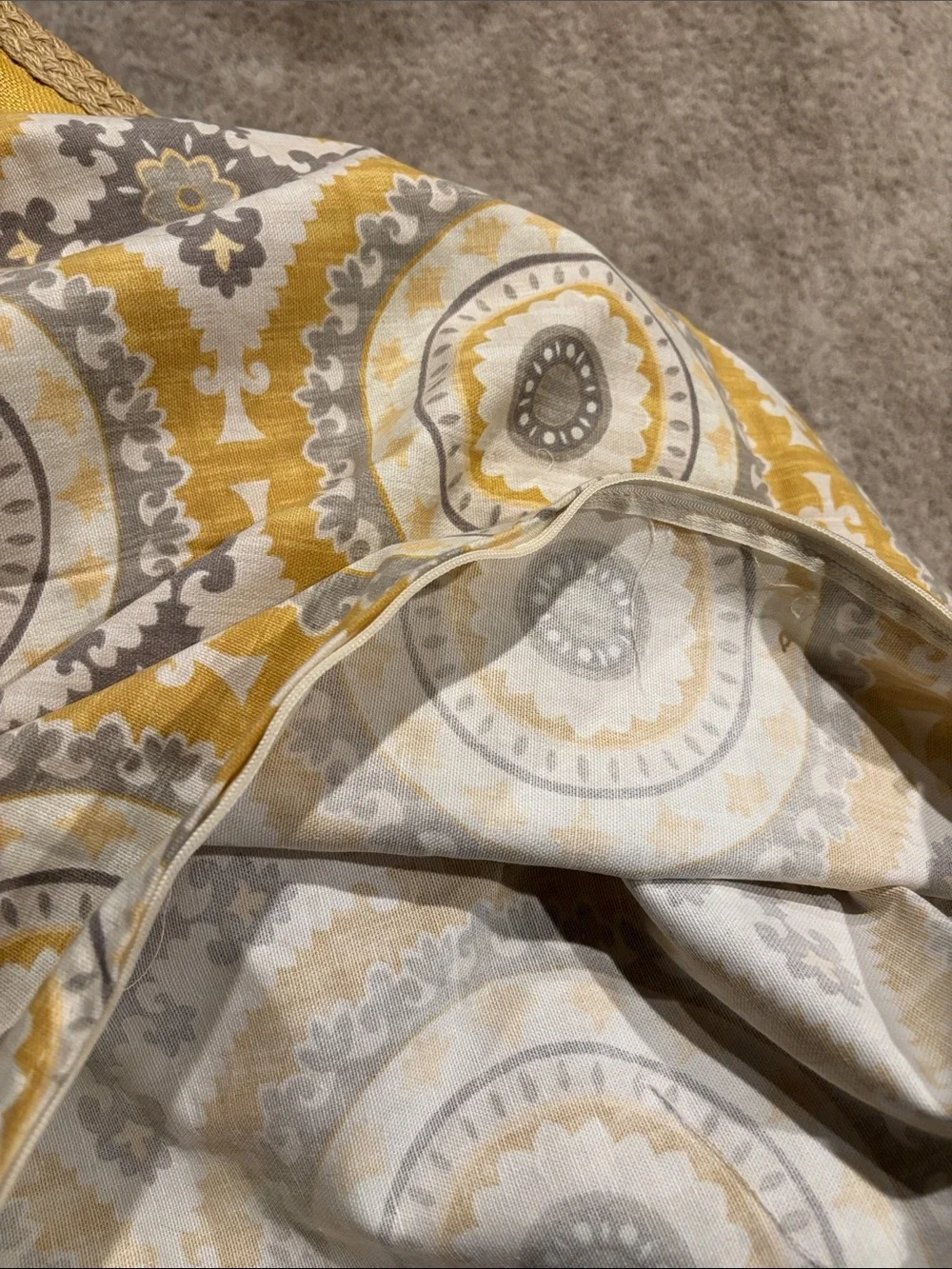 Pottery Barn Golden Yellow Linen Pillow Cover with Braided Edge & Domain cover